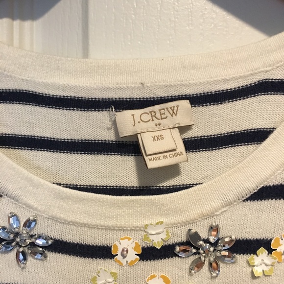 J Crew Embellished Striped Navy top size XXS - Picture 3 of 7